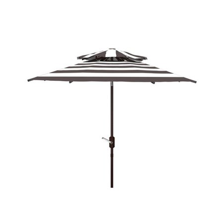 SAFAVIEH 9 ft. Iris Fashion Doubletop Umbrella, Grey & White PAT8204D